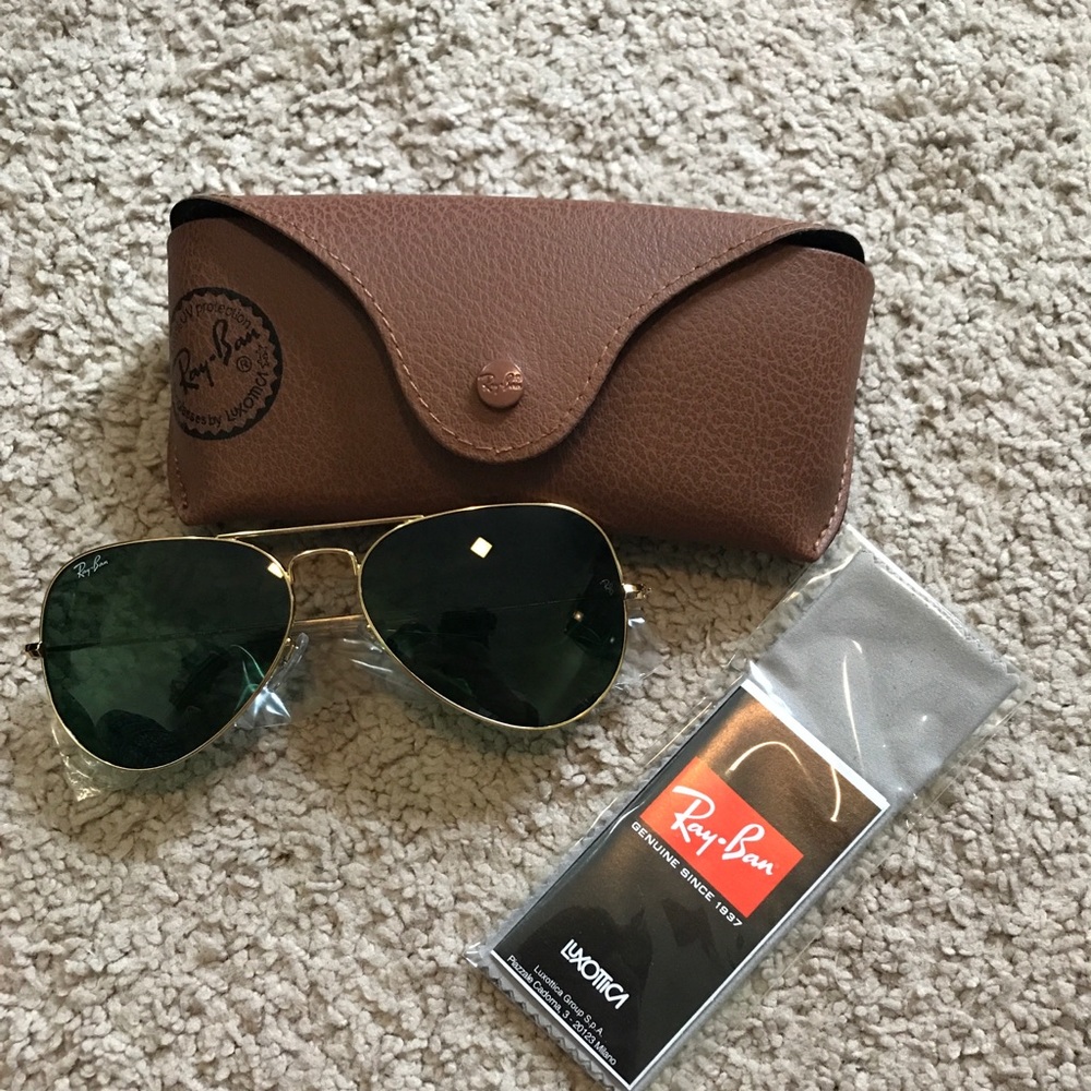 Unisex rayban RB3026 62mm large aviators in gold